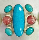 HSN Jay King Sterling Silver Rhodochrosite and Turquoise Ring Size 7 — photo 3