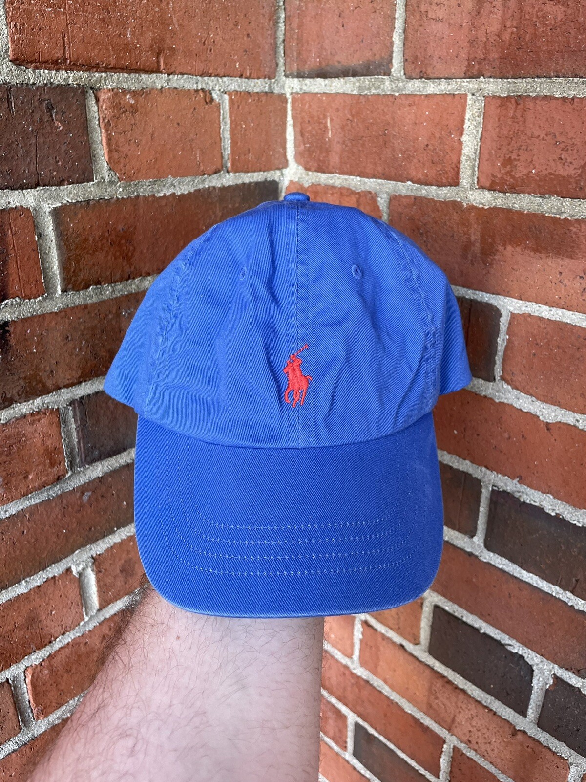 Cappello Polo Ralph Lauren Strapback Berretto Blu Arancione Pony Logo Papà Golf