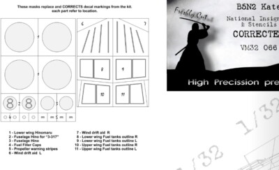 1/32 Nakajima B5N2 Kate National Insignias Mask for Infinity Models kits