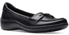 Clarks Women's Cora Haley Leather Loafer Black Select Size 