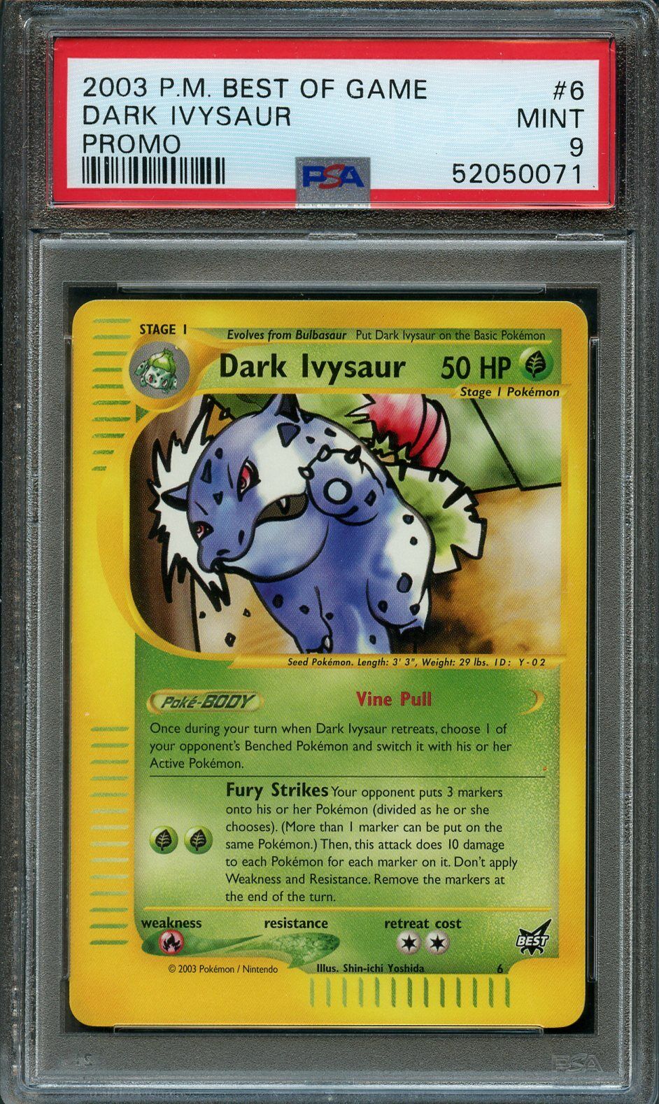 PSA 9 MINT Dark Ivysaur # 6 Best of Game PROMO Pokemon Card