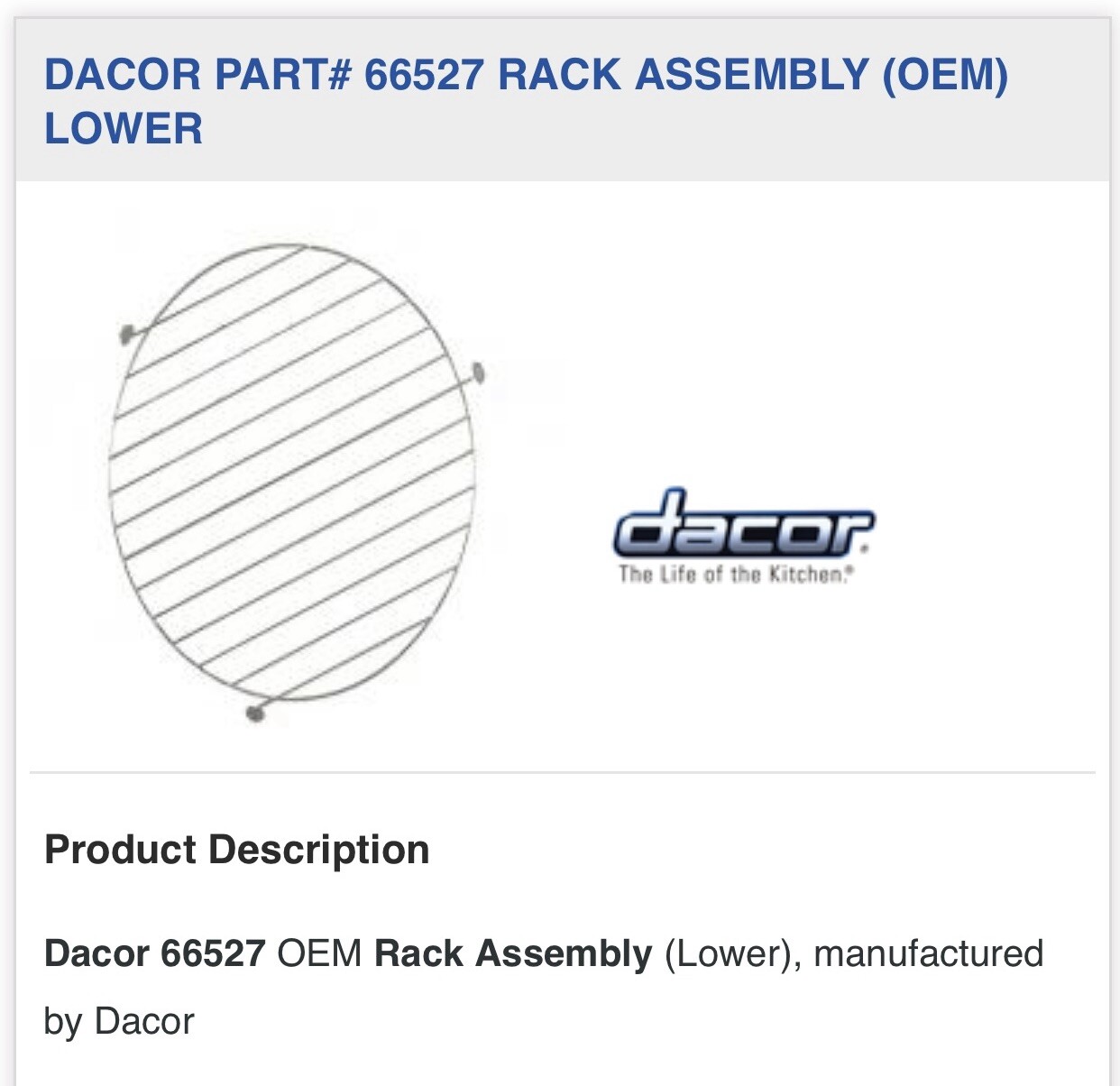 DACOR METAL RACK (lower) 66527 FROM DCM24S MICROWAVE, see pics. eBay