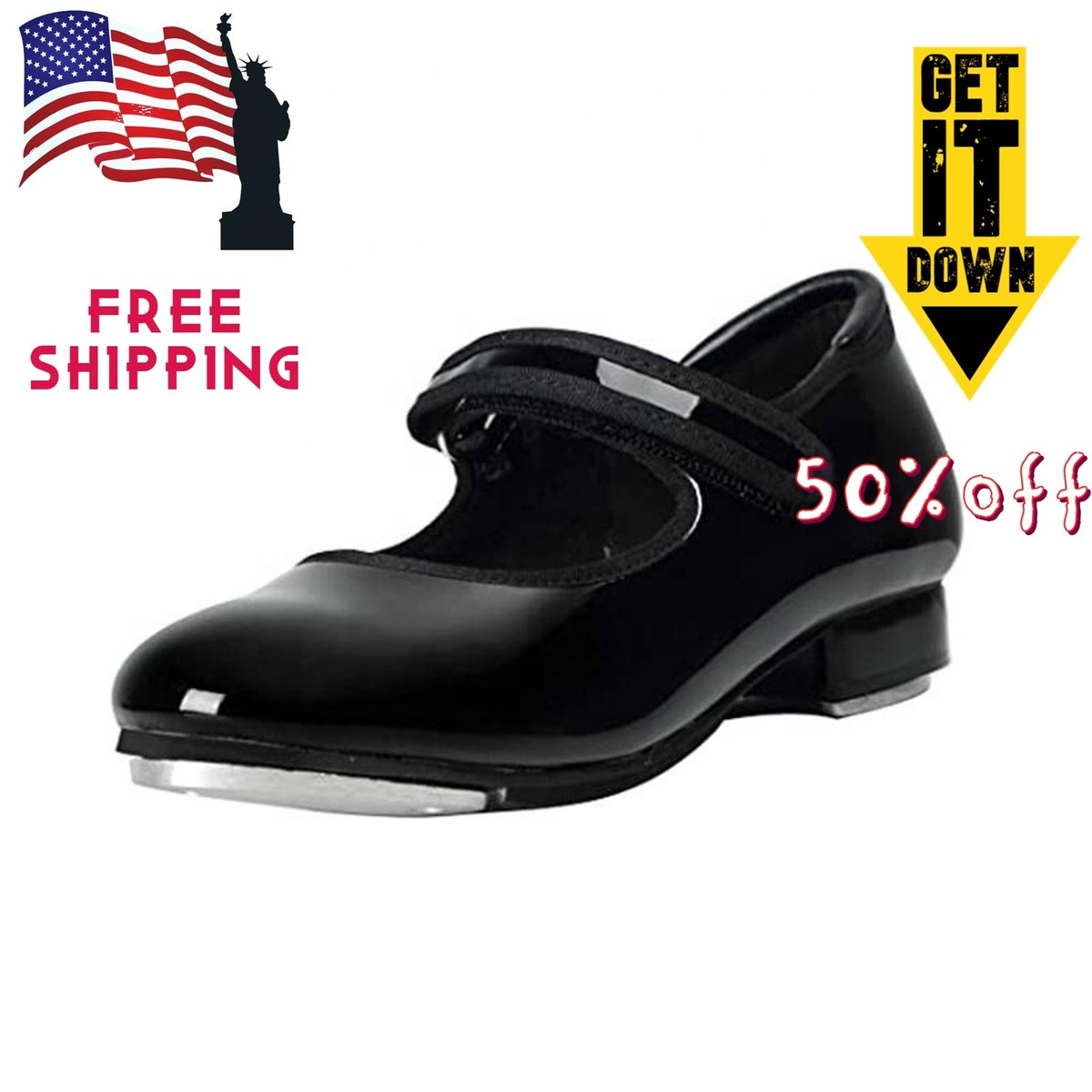 PU Leather Tap Shoe Dance Shoes for Boys and Girls Easy Strap