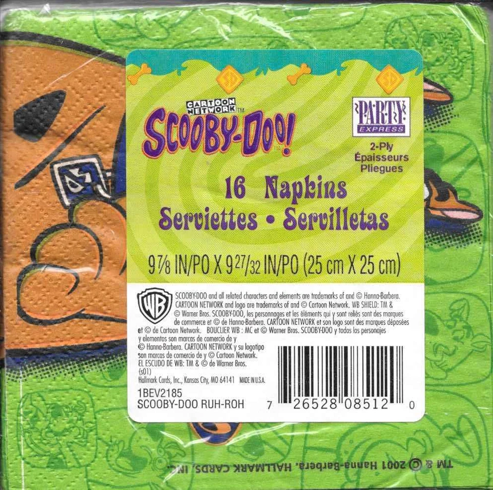 Servilletas de fiesta Scooby-Doo 16 unidades - nuevas en paquete - por sello lote de 2 paquetes Foto 2 de 2