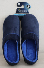 Isotoner A92509 Men Sz L 9.5-10.5 Navy Blue Jared Memory Foam Moc Slippers 40