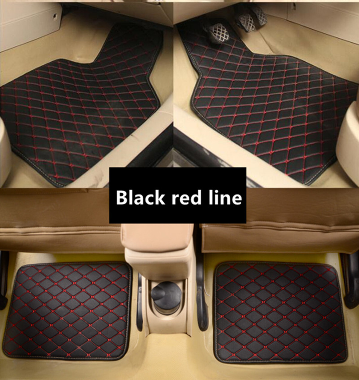 4Pcs Waterproof PU Leather Car Floor Mats for Driver & Passenger - Durable Protector  