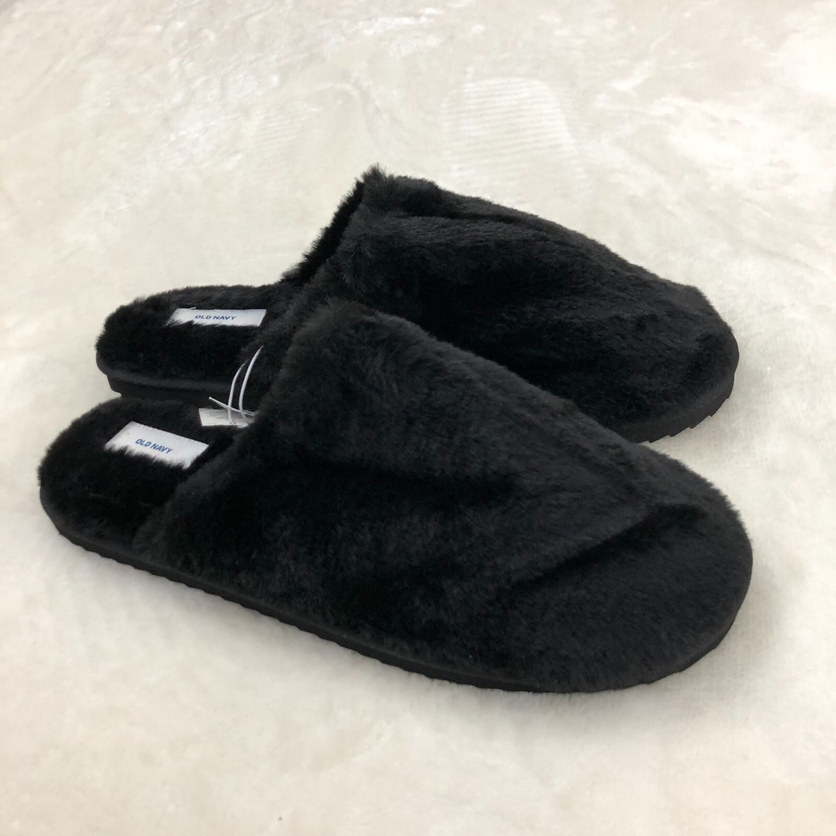 Old Navy Womens Size 10 Faux Fur Slipper Mule Slip-On Hard Bottom