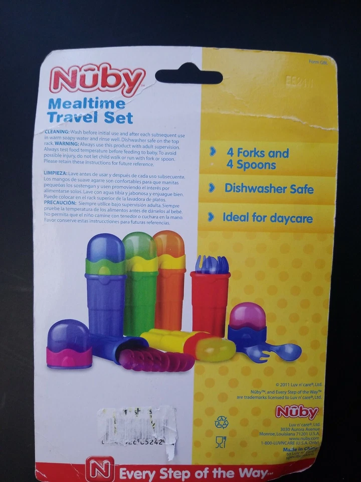 NUBY MEALTIME TRAVEL SET 3mos+ Tableware utensils Infant toddler yellow red - Image 2 of 2