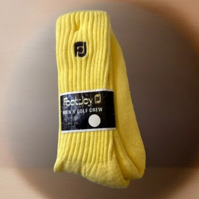 VTG Footjoy Socks Casual Crew Cushion Hi Bulk Orlon 10-13 NOS 80s 90s Yellow.