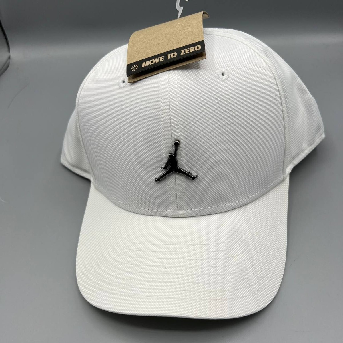 Air Jordan Hat Men M-L White Metal Logo Jumpman Strap Back Cap New