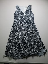 Ann Taylor Loft Black White Sleeveless Lined V-Neck Midi Dress Womens Size S NWT