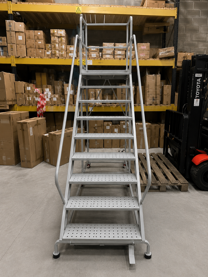 NEW - Heavy Duty Mobile Warehouse Steps Ladder – 150kg Capacity - 1.5M ...