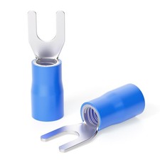 300 Pcs Blue 16-14 AWG Insulated Fork Spade U-Type Wire Connector Electrical ...