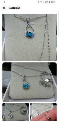 Silberkette +Anhänger mit Kristall blau türkis NEU Princess NINA edler Schmuck