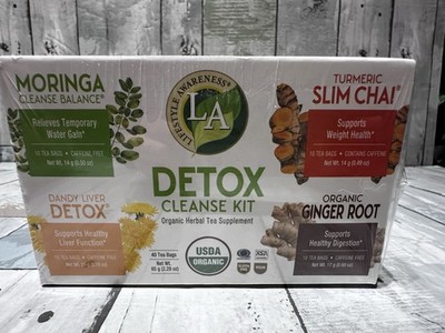 Lifestyle Awareness Detox Cleanse Kit Organic Herbal Tea Supplement 40 Tea Bag