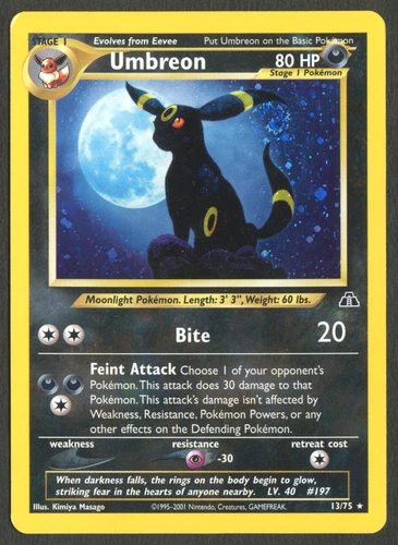Pokemon TCG: Umbreon  13/75 Neo Discovery WoTC Holo Rare Amazing Swirl LP