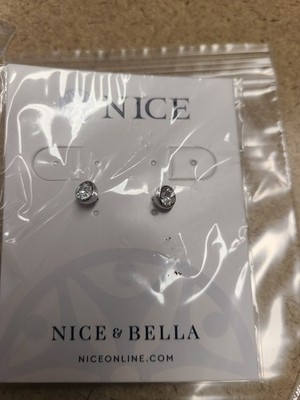 Nice & Bella Rhodium-plated Stud Earrings With Crystal.