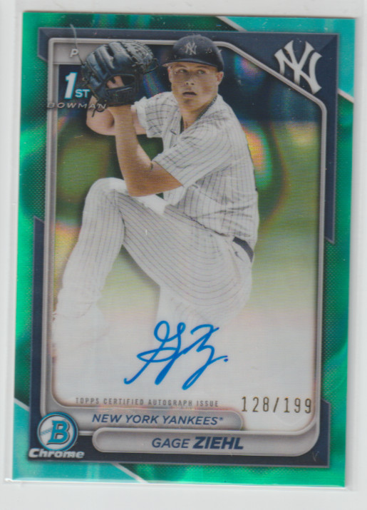 2024 Bowman Draft Gage Ziehl Chrome Auto Aqua Lava Refractor 1st Prospect #/199