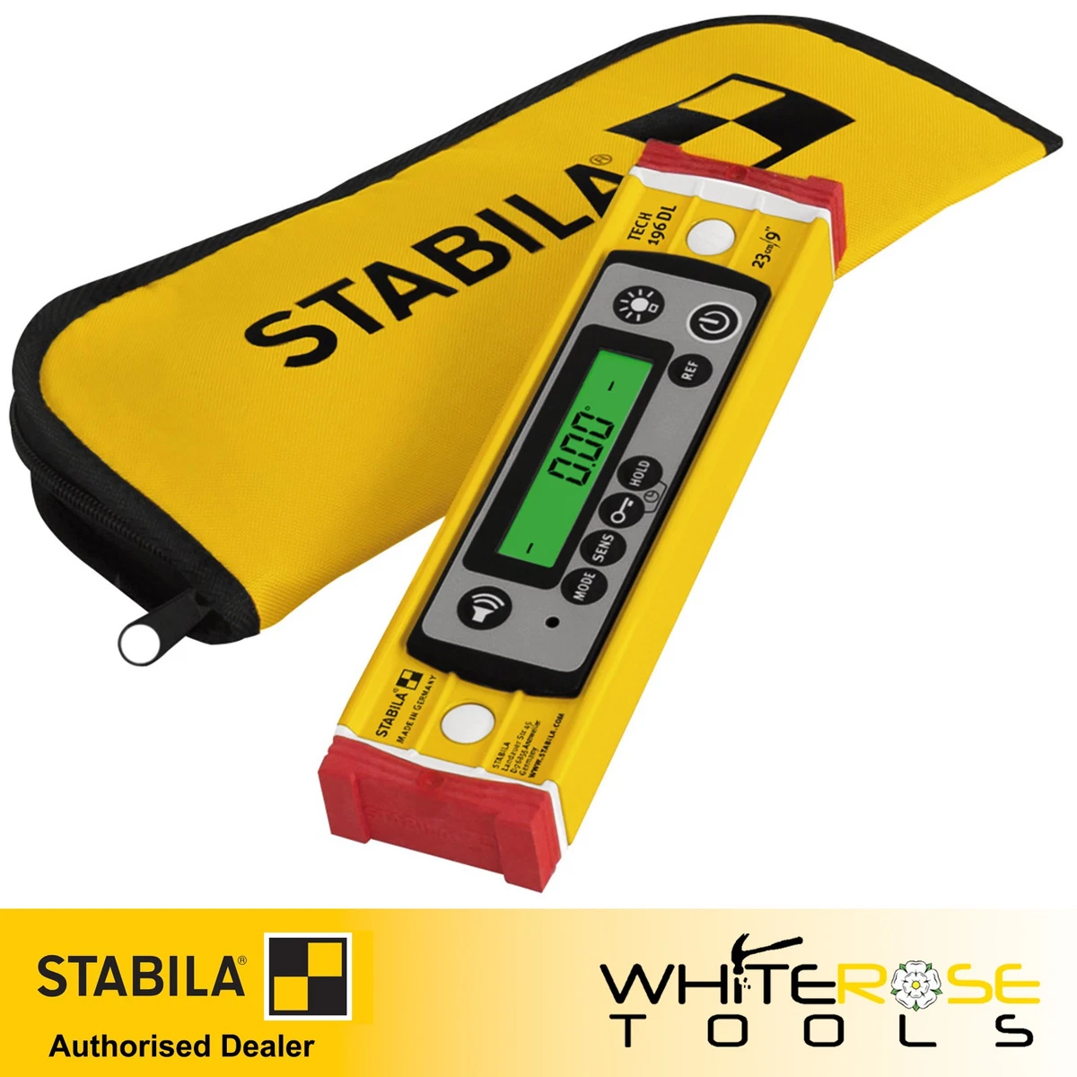 STABILA TECH 196 DL Nivel de Espíritu Digital Impermeable con Bolsa 23cm 19831