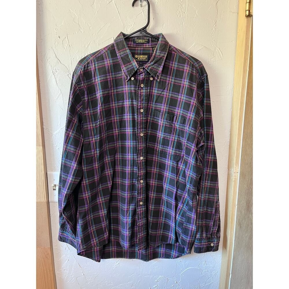 Vintage Oshkosh B'Gosh Plaid Button Down Sz L - Gem