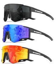 3 PACK Kids Sunglasses youth baseball Polarized-black red blue Multicolor