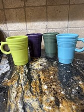 4 Fiesta Latte Mugs with Thumb Hole Handle Fiesta Ware