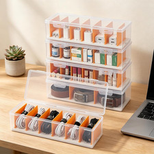 5 Pack Clear Cable Organizer Box with Lid, Plastic Cord Storage Case for Charger