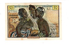West Africa WEST AFRICA FRENCH AOF TOGO Billet 50 Francs 1956 P45 XF/EF