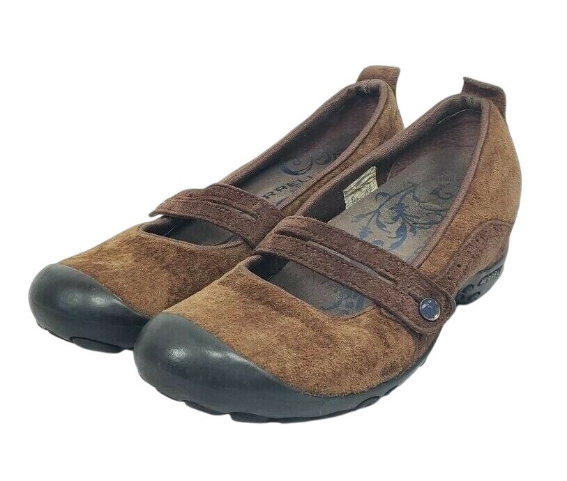 Merrell Plaza Bandeau Mary Jane scarpe slip on donna taglia 6 5 marrone scamosciato
