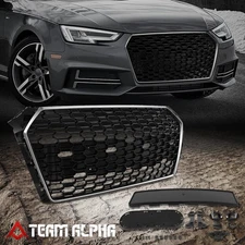 Fits 2017-2019 Audi A4 S4 Black RS4 Style Honeycomb Mesh Front Grille Assembly