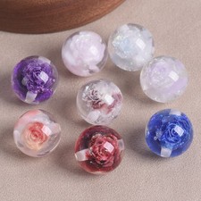 30pcs Round 16mm Rose Flower Inside Resin Plastic Loose Beads For Jewelry Making