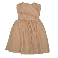 J.Crew Womens Petite 00 Pink Silk Chiffon Strapless Ruched Mini Dress