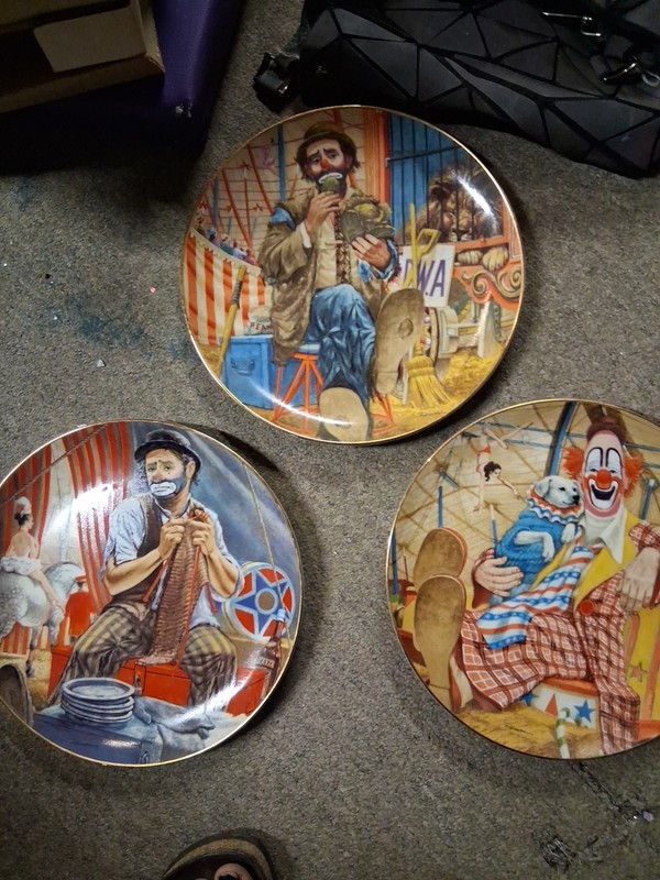 Lot of 3 Vtg Greatest Clowns of the Circus Plates Set Otto Emmett Lou 1982