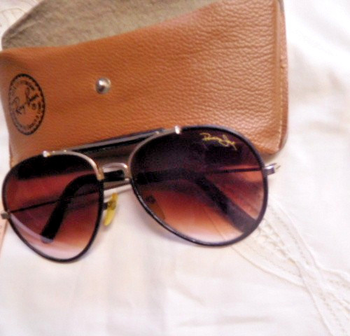 Panama Jack Rose Colored Aviator sunglasses & Ray Ban Case~ FREE SHIP