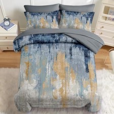 7 Pcs Comforter Set Size Oil Painting Bedding Set for Kids and Queen Abstract