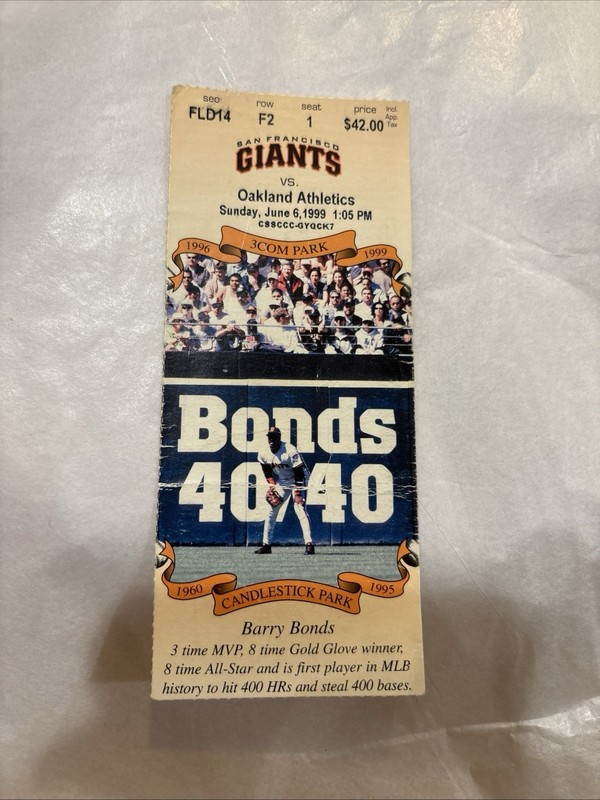 Original San Francisco Giants V. Oakland A’s June 6 1999 Ticket Stub Rare