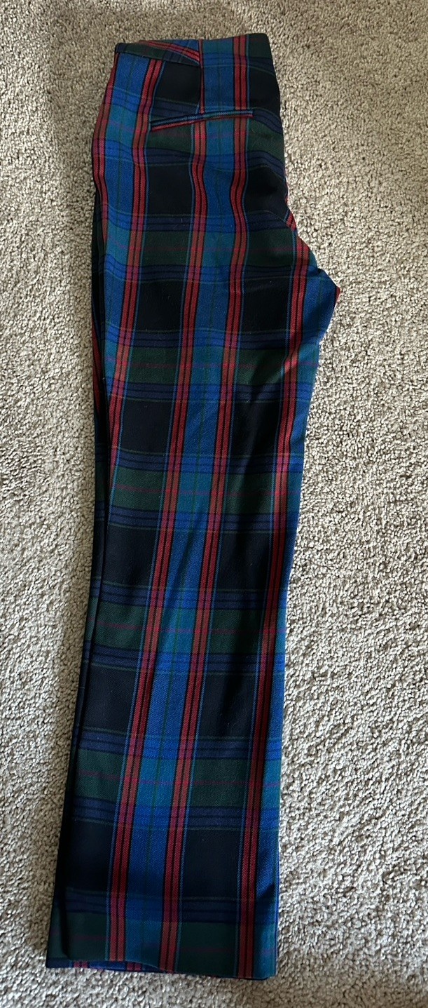 Zara Basic Women’s Red Plaid Pants With Zipper De… - image 2