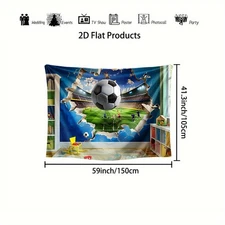 2D Flat, 1pc Vibrant Soccer-Themed 2D Flat Tapestry for Youngsters' Room - Dynam
