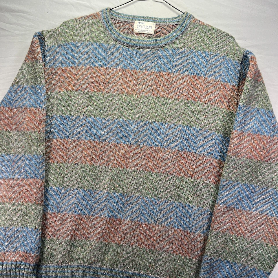 Vintage Grandpa Sweater Mens XL Multicolor Wool Acrylic Blend Knit Arrow Cottage - Image 4 of 4