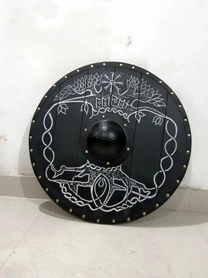 Authentic Viking Wooden Battle-Worn Shield   Medieval Norse Warrior Gift