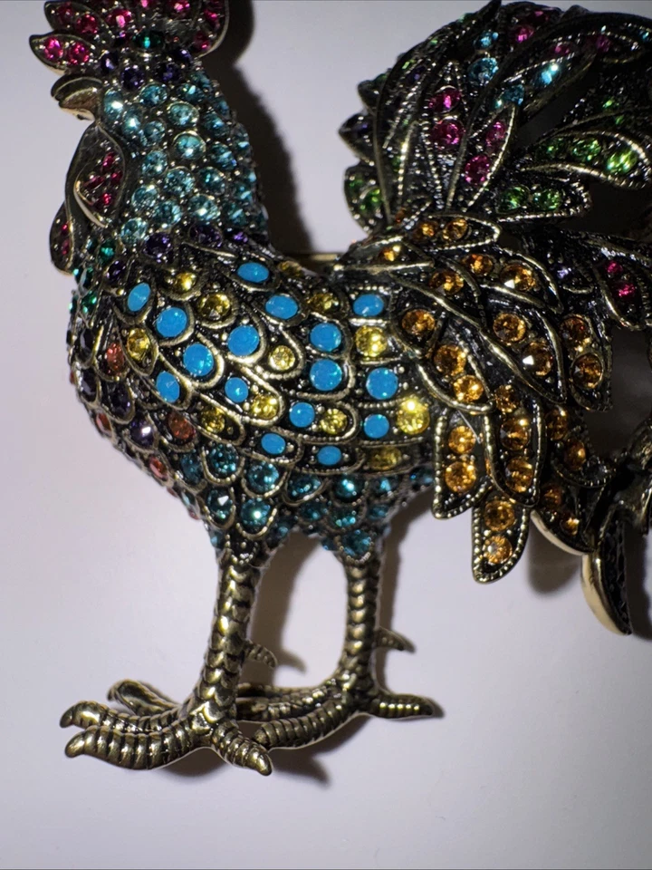 Heidi Daus Signed Dazzling Brooch RAVISHING ROOSTER RARE VINTAGE 2.5” T X 2.25” - Image 4 of 4