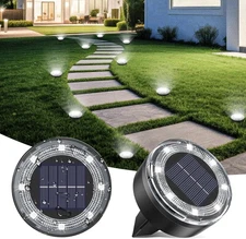 2 Pack Solar Ground Lights Outdoor Waterproof LED Flat Pathway Driveway Garden Y