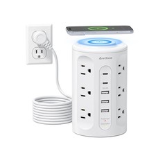 Power Strip Tower with USB Ports, 6.5 FT Extension Cord with Multiple Outlets...