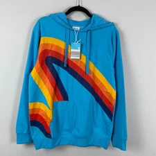 Aldi Gear Big Graphic Logo Drawstring Hoodie Size Medium Blue Multicolor