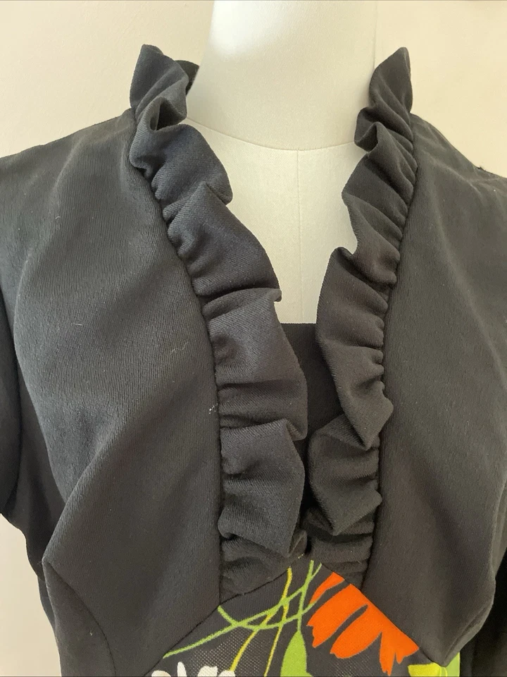 Maxi Vestido Lorac Original Años 60 De Colección Talla M Multicolor Floral Psicodélico Genial Foto 4 de 4