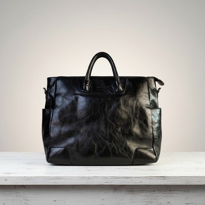 Vintage Samsonite Large Briefcase Tote Bag Black Leather *Read 921515
