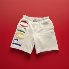 Polo Ralph Lauren Logo Double Knit Shorts Boys Pony Large White Sweatshorts