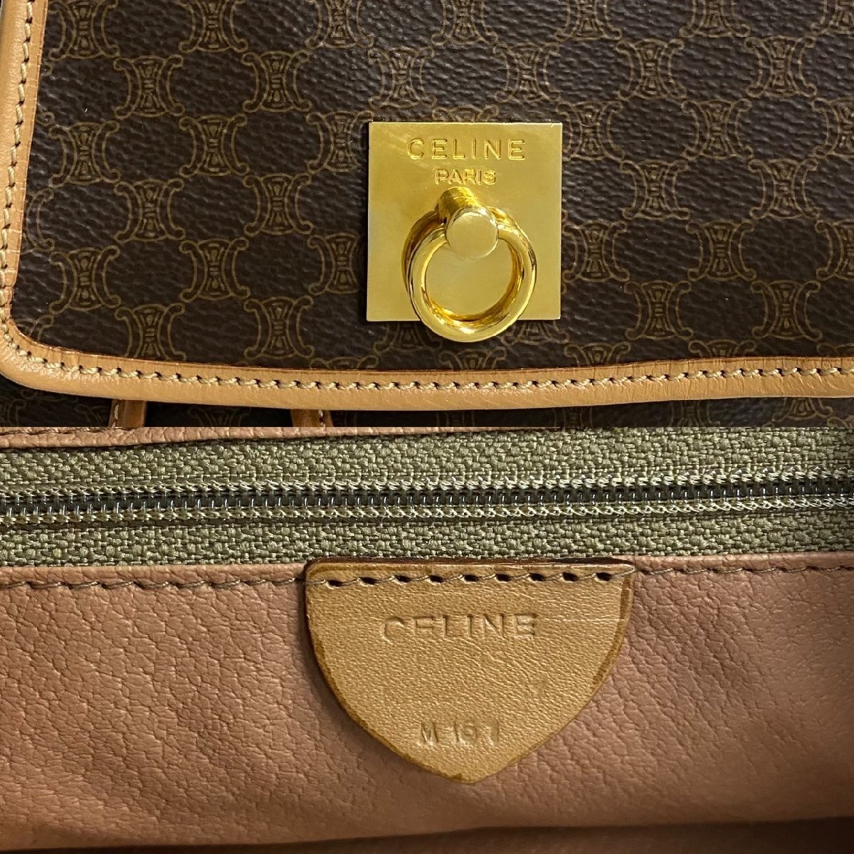 CELINE Macadam Blazon Trionf Pattern Leather Back… - image 4