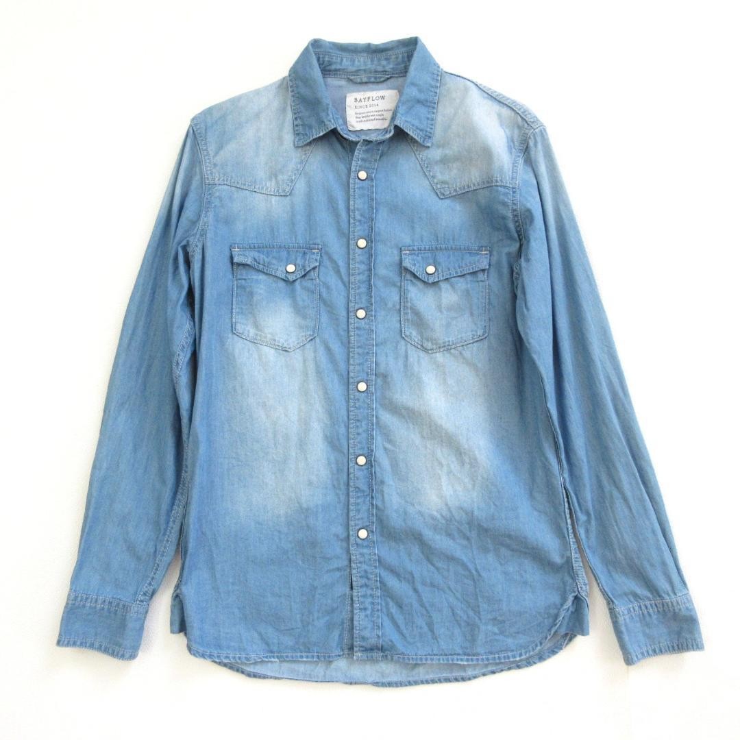 BAYFLOW Native Pattern Embroidered Denim Shirt Li… - image 1