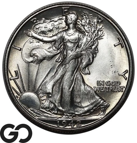1942-D Walking Liberty Half Dollar, Solid Gem BU++